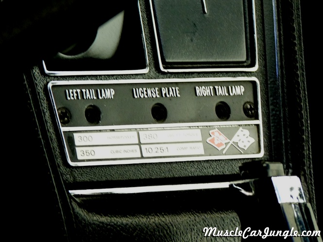 1970 Corvette Stingray Console Plaque