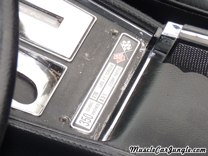 1974 L48 Corvette Convertible Console Plate